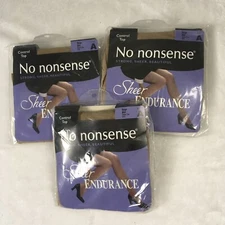 Pantyhose No Nonsense Size A Beige Mist Set of 3 Control Top Sheer Toe New.     