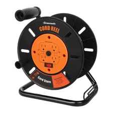 DEWENWILS Extension Cord Storage Reel w/ 4 Outlets Heavy Duty Open Cord Reel 10A
