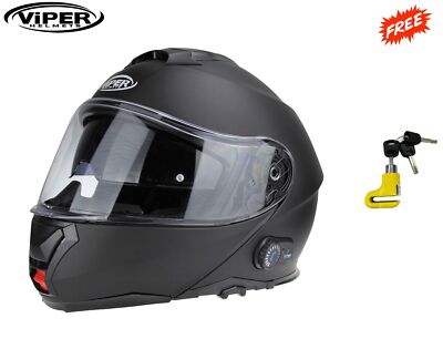 Bluetooth Helm Motorrad Flip Front ECE Modular Blinc + Scheibenschloss ViPER RSV191