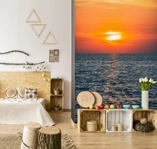 3D Orange Night Sea O999 Wallpaper Wall Murals Removable Wallpaper Sticker Eve