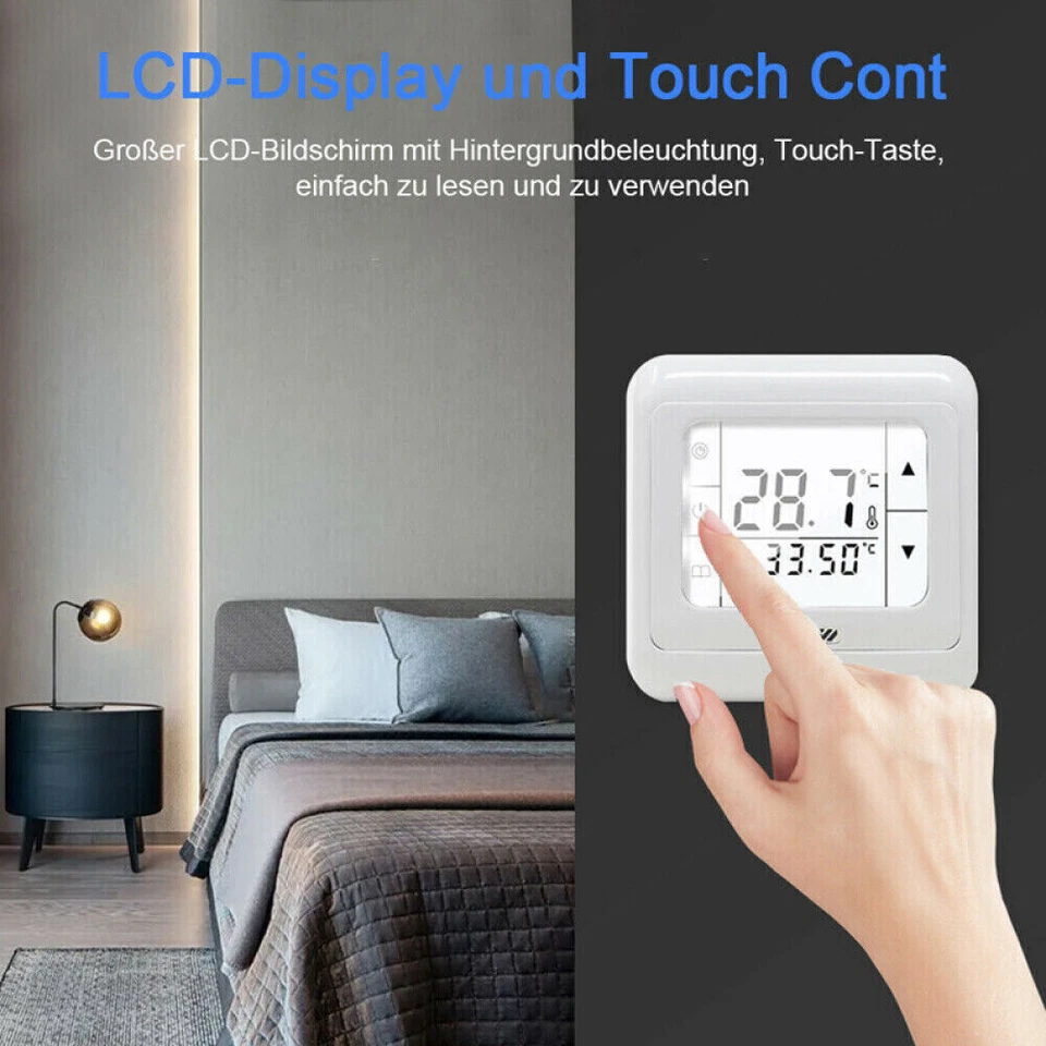 Digital Raumthermostat Raumtemperaturregler LCD Raumregler Fußbodenheizung - Bild 4 von 4