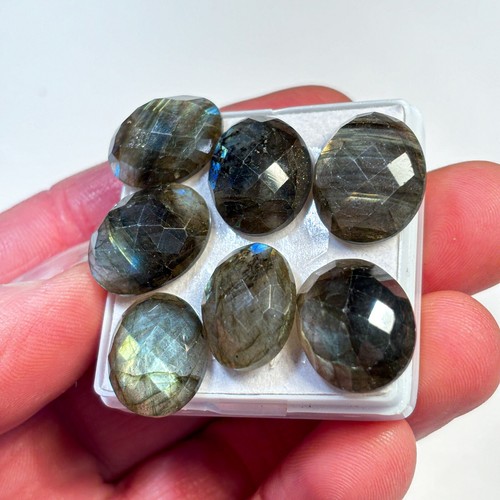 Scacchiera ovale oro autunno labradorite 18x15x5mm x 7 pietra preziosa cabochon LAB66 - Foto 3 di 4