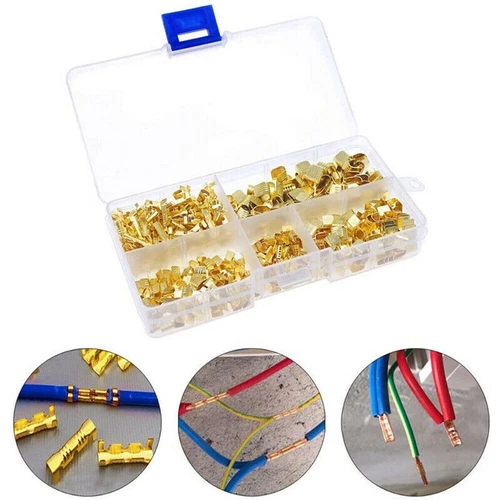 500 pz kit crimpatura terminali in rame a forma di U - cavo filo assortimento non isolato - Foto 8 di 15