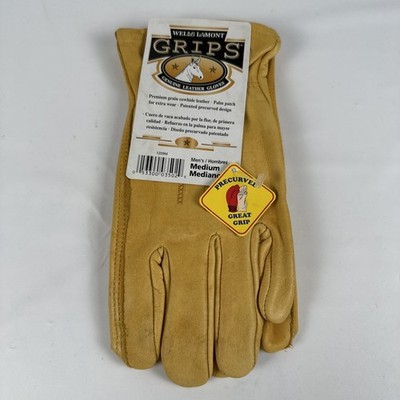 Wells Lamont Grips Genuine Leather Gloves Mens Medium NEW