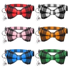 6 Pack Breakaway Cat Collars with Bow Tie and Bell Classic Plaid One Size
