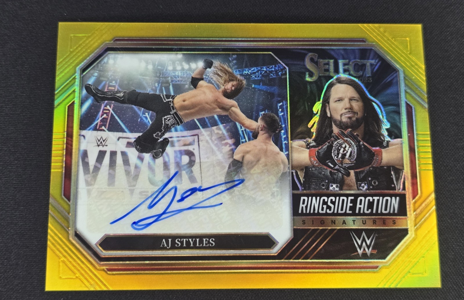 2023 Select WWE AJ Styles Ringside Action Auto Gold 7/10 RAW
