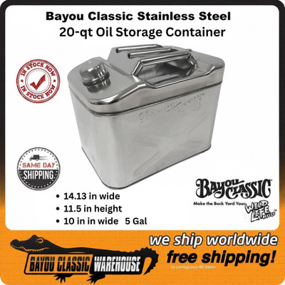 Bayou Classic Cooking Oil Storage Container - Seals, Vented Pour Spout - 20 Qt