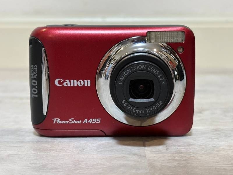 Canon PowerShot A495 Red Compact Digital Camera Tested Working