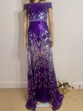 Purple Sequin Formal Gown Dress Prom Quinceanera Purple