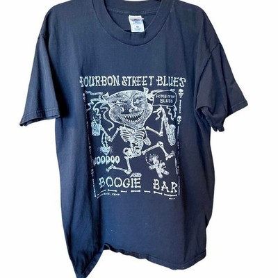 Vintage fruit of the loom black Tshirt XL bourbon street blues Nashville 1997