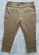 Express Women's Pecan Ponte Pants Rayon Nylon Spandex Pull On Solid Flat Front