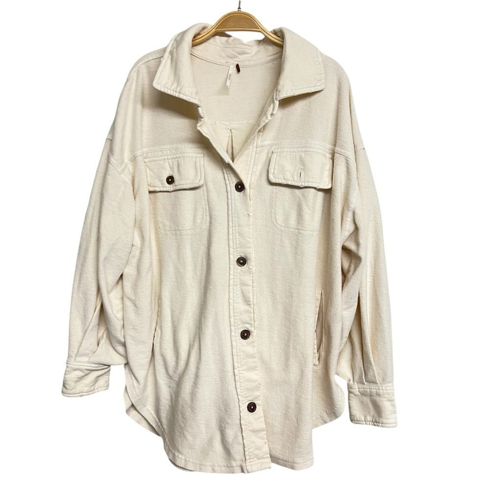 Free People Ruby Button Front Shacket Jacket Cham… - image 1