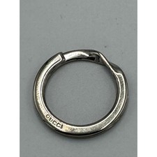 Gucci Silver Tone Twist Split Key Ring Made in Italy Logo Engraved Accessory
