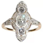Art Deco 2.80 Ct White Diamond Antique Vintage Wedding Ring 14K Yellow Gold FN