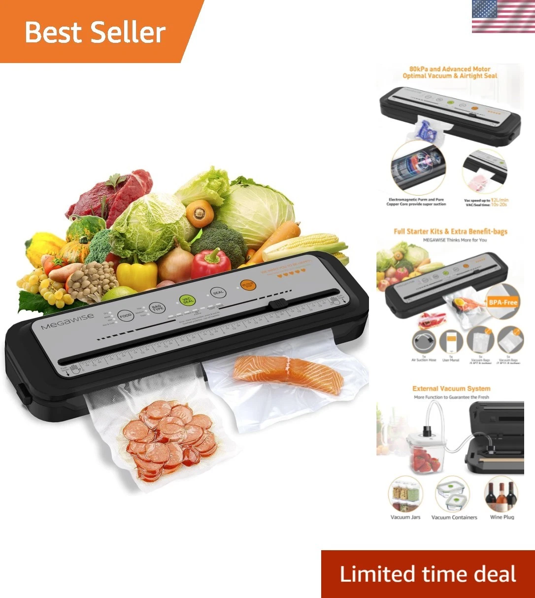 2025 Powerful Vacuum Sealer Machine | Compact Design | One-Touch Automatic | ...