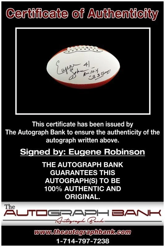 Eugene Robinson Seattle Seahawks auténtico firmado tamaño completo fútbol | CERT A34 Foto 2 de 2