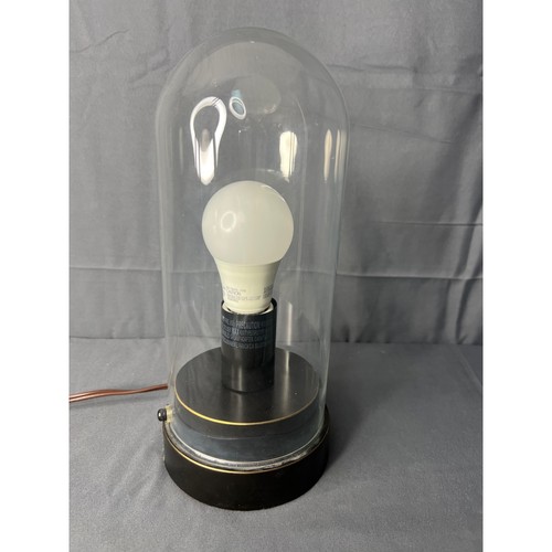 Used Black Glass Dome Table Lamp 11" Modern Home Decor Lighting