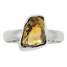 Natural Ethiopian Opal Rough 925 Sterling Silver Ring s.7 Jewelry R-1001