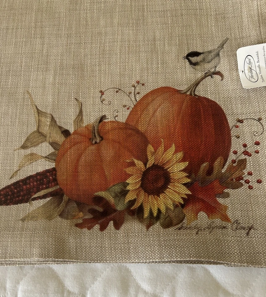 秋季 Placemats 收获南瓜 20 英寸 X 14 英寸天然套装/5 编织聚乙烯 — 第 3/4 张图片