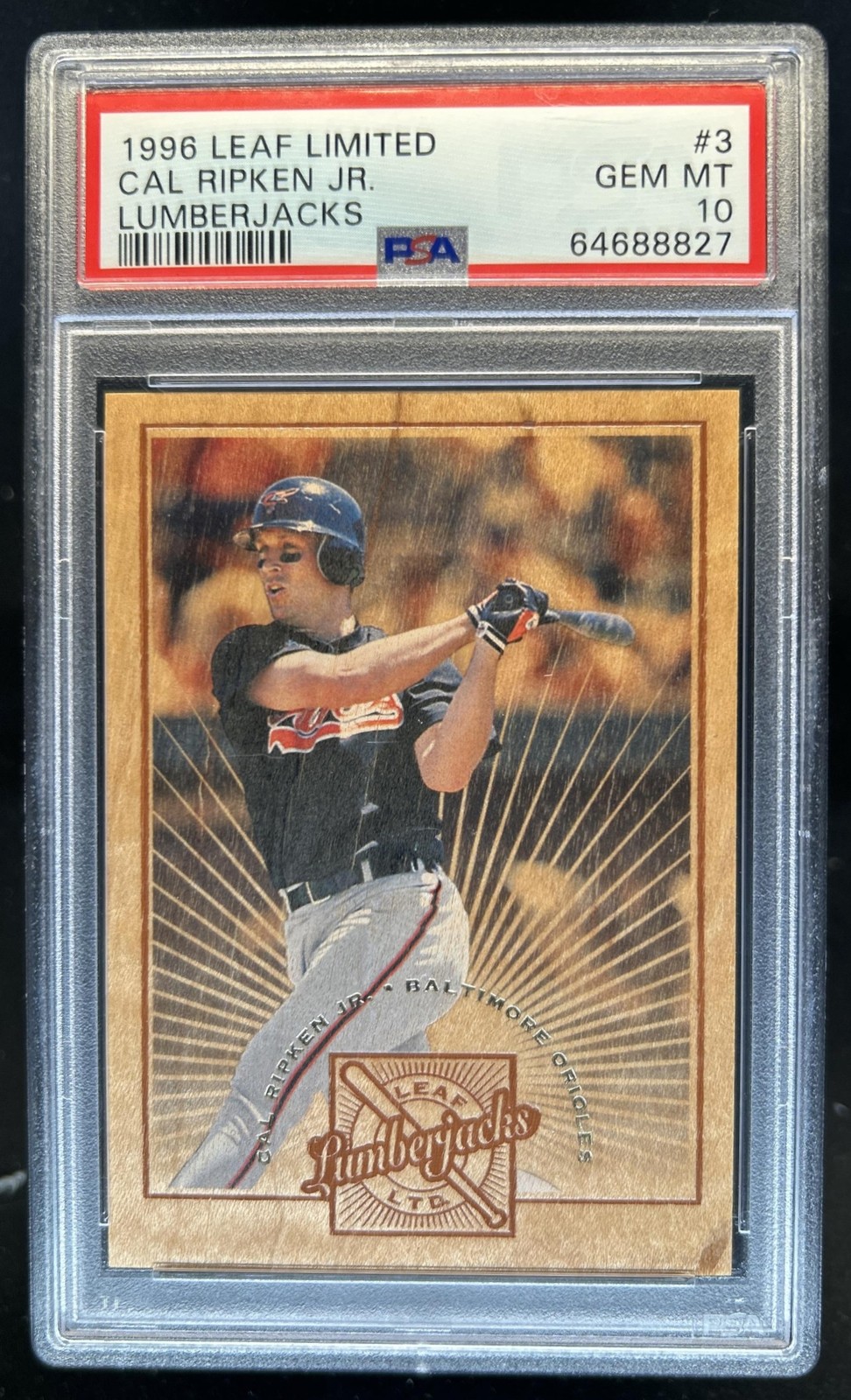 1996 Leaf Limited Cal Ripken Jr. Lumberjacks #/5000 Orioles PSA 10 GEM MINT view 1