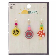 Smiley, Peace  Mushroom Charms, NWT