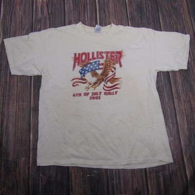 Vintage Gildan Hollister 4th Of July Rally Shirt Mens XL White Graphic Eagle USA