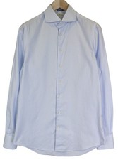 SUITSUPPLY Men's Formal Shirt 39/15 1/2 Extra Slim Blue Cotton Twill Cutaway 