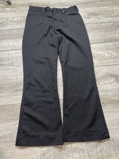 1970s Dress Pants Black Rare Flares True Vintage Hippie Talon Zip Sz 31x29