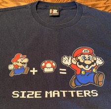 Giant Nintendo Super Mario Bros Vtg Graphic T-Shirt 3X 4X Size Matters Mushroom
