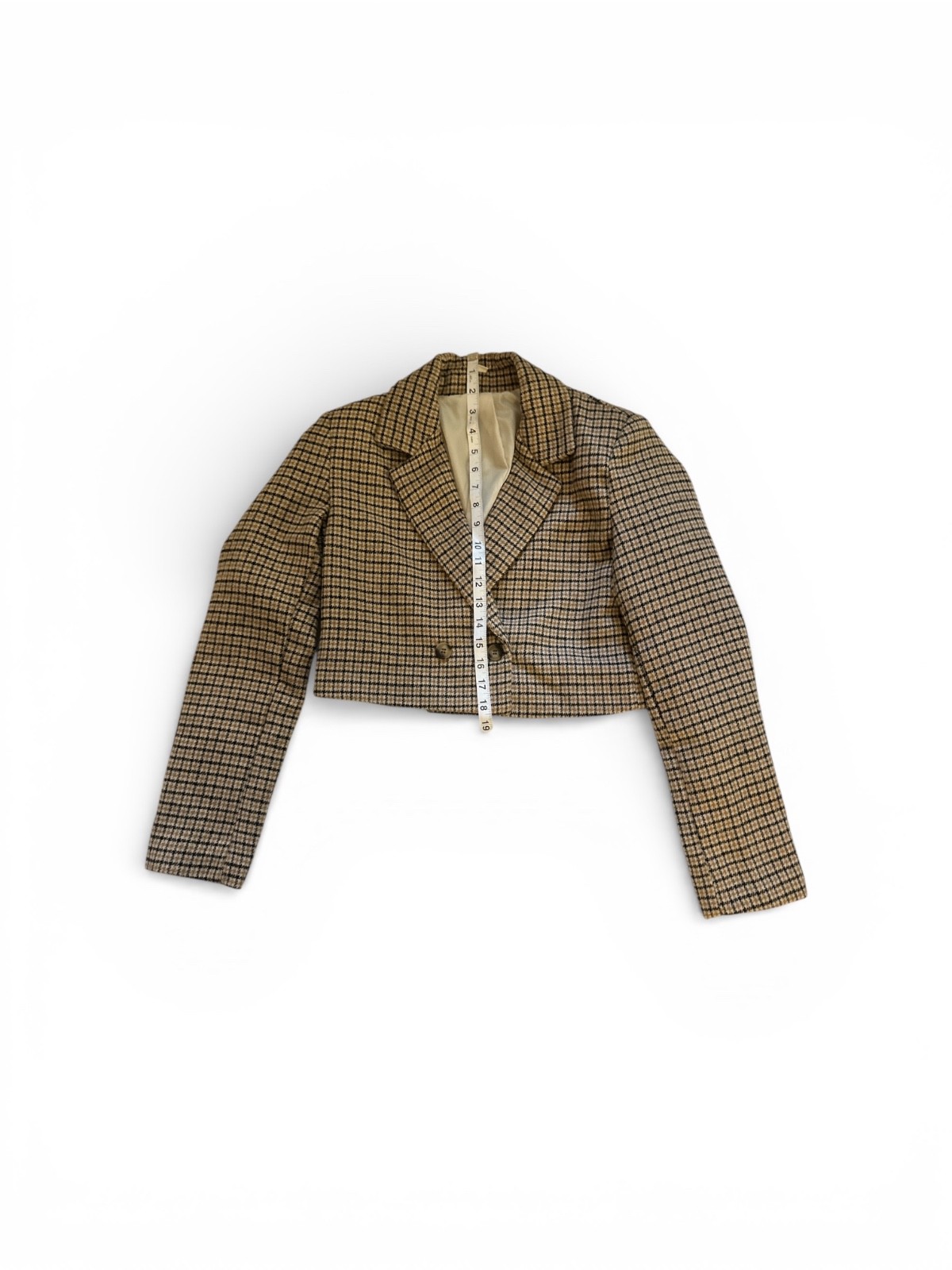 Short Crop Blazer Houndstooth Pattern Single Butt… - image 10