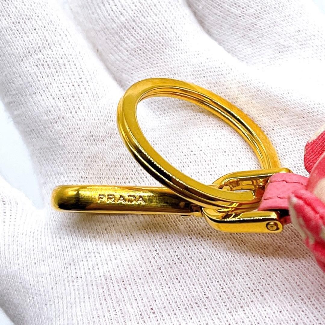 PRADA Bear Charm Keychain Pink Gold Metal Used SA thumbnail 9