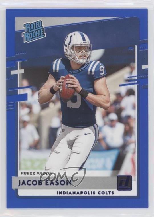 2020 Panini Donruss Rated Rookie Press Proof Blue Jacob Eason #312 Rookie RC
