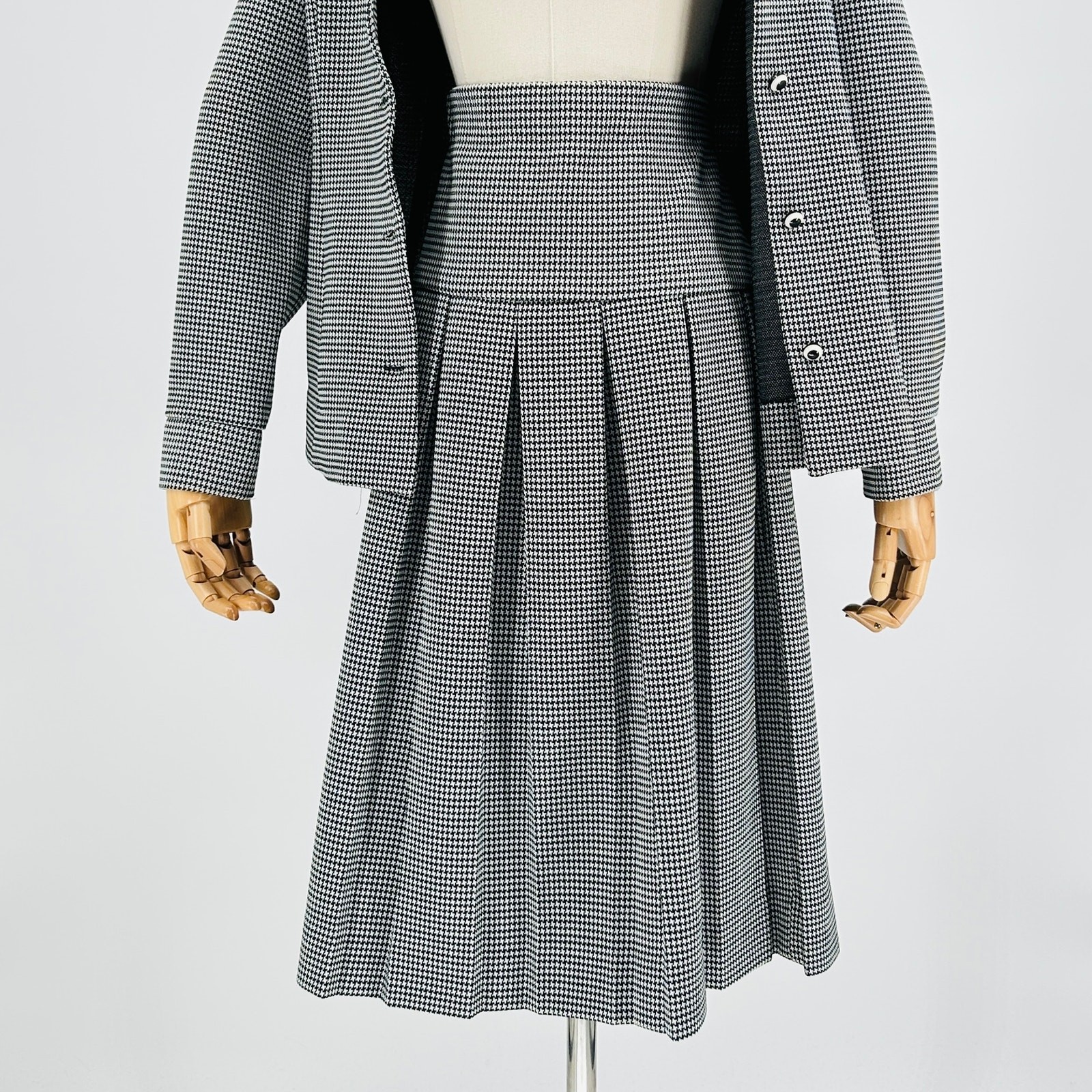 Vintage 60s Jo Lester Houndstooth Black White Mod… - image 7