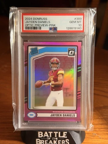 2024 Donruss Rated Rookie Jayden Daniels #389 Optic Preview Pink (RC) Gem 10