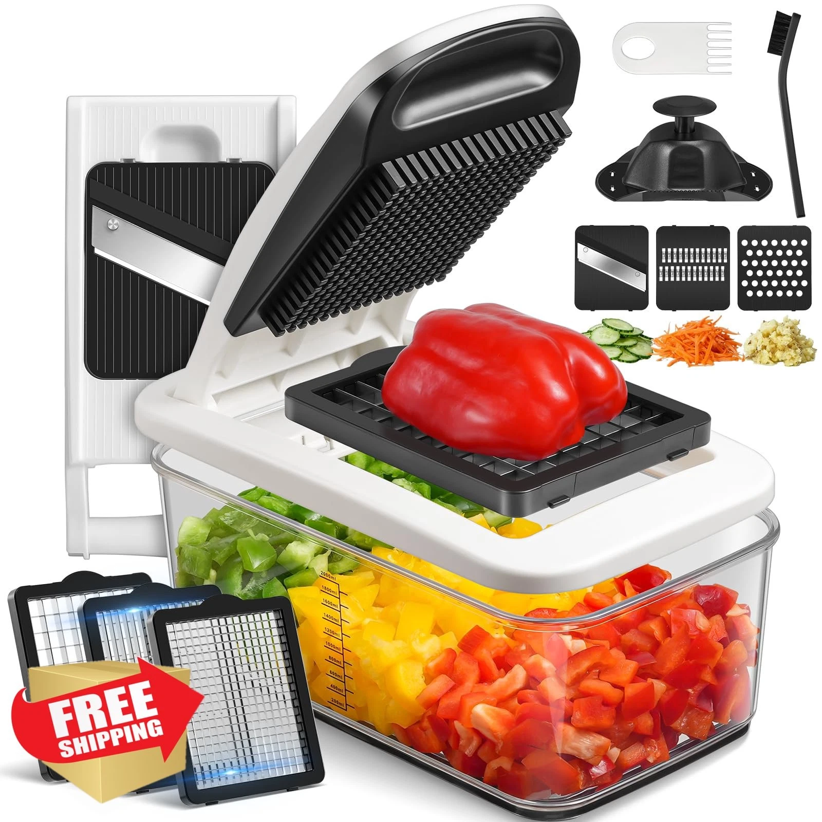 Sopito Vegetable Chopper Mandoline Slicer, 6 Blades Food Cutter