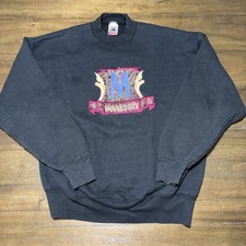 VINTAGE Minnesota Embroidered Spelled Out Crew Neck Made In USA Black XL Heavy