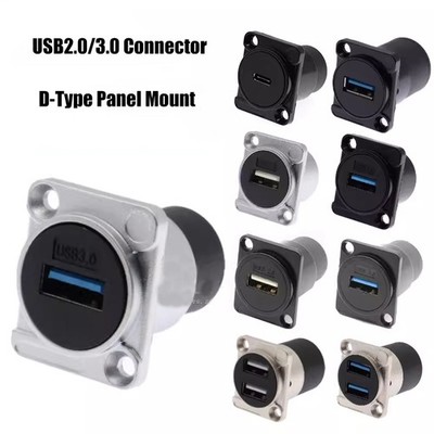 Panel Mount D-Type USB2.0/3.0 Female to Female Connector For DIY Extender Repair