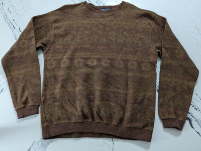 Rare VTG 90's Nautica Wool Blend Sweatshirt Medium Aztec Pattern Made In Italy