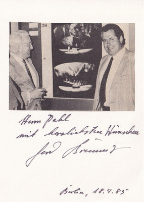 Handmade card chamber singer Gerd Brenneis, original signature + dedication, Berlin 1985
