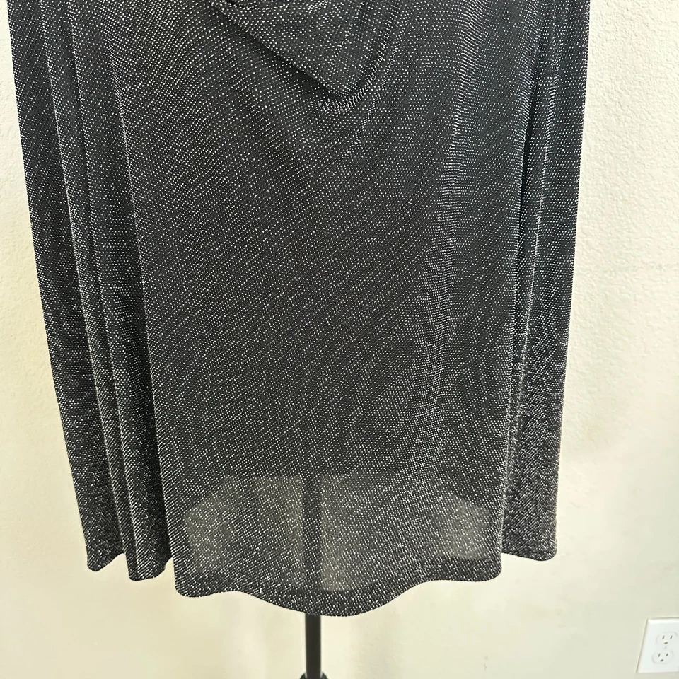 Alex Evenings Top 3X Plus Blouse Glitter Party Drape Long Sleeve Sheer Holiday - Image 3 of 4
