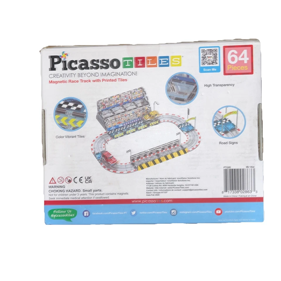 Azulejos Picasso pista de carreras magnética con azulejos impresos 64 piezas nuevo en caja Foto 2 de 3