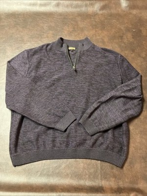 Lenor Romano Mens 2XL Merino Wool/Pima Cotton Blend Purple-Black Heather 1/4 Zip