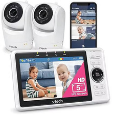 2-Cameras Smart Wifi Baby Monitor with 1080P FHD Camera and 5" HD IPS Screen, Fr