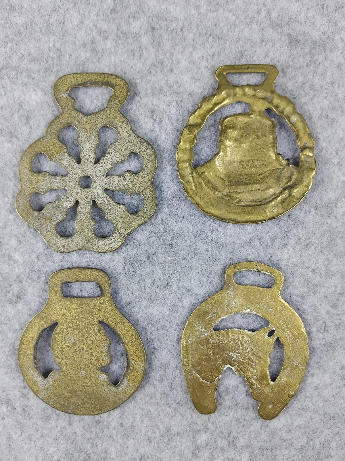 Antique 4 Assorted Decorative Horse Brass Sku L26 image 2