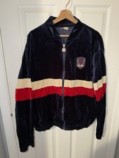 Vintage Givenchy Active Velour Track Jacket Navy Paris Crest Full Zip XL