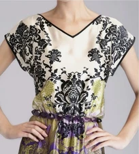 Josie Natori Women Silk Cambaluc Dress (Size Small)