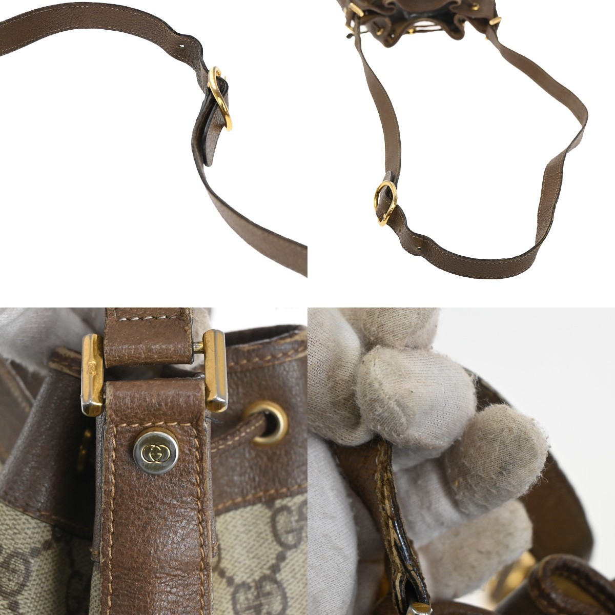 GUCCI GG Pattern Drawstring Shoulder Bag PVC Leat… - image 8