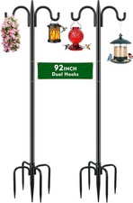 Bird Feeder Pole for Outdoors Heavy Duty, 2 Pack 92 Inch Double Shepherds Hook