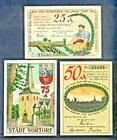EMERGENCY MONEY - NORTORF 1920 - 25, 50, 75 PENNY NOTES - EXCELLENT CONDITION