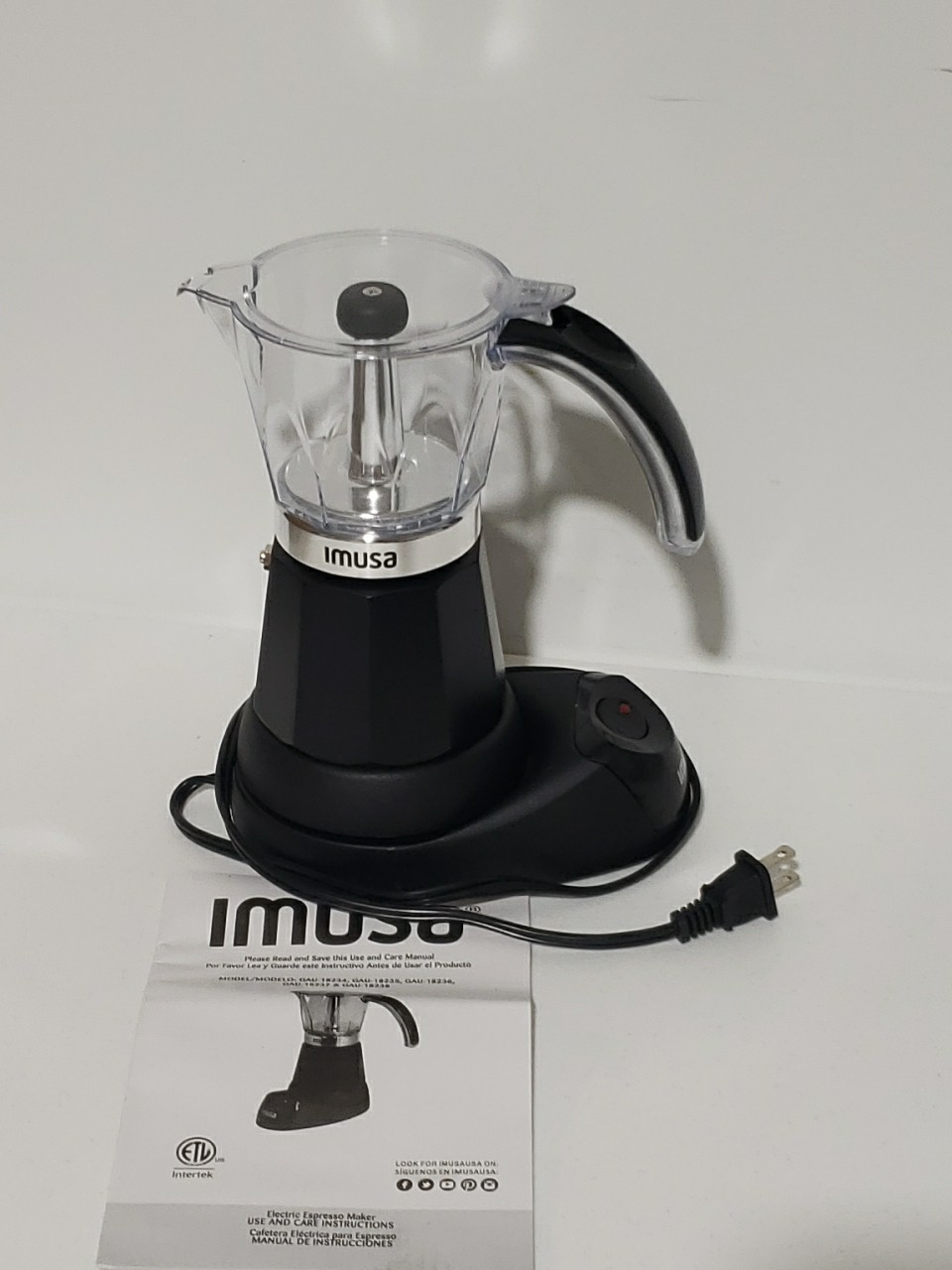 IMUSA Electric Espresso Maker - 3-6 Cup Capacity - Black - USED